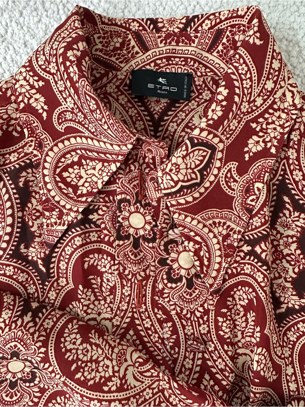 Etro Red and Cream Paisley Button-Down Shirt